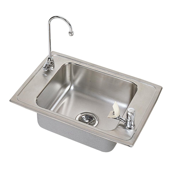 Elkay Pacemaker Stainless Steel 25 X 17 X 6-1/2 Single Bowl Top Mount Classroom Ada Sink And Faucet Kit PSDKADQ251765C - main